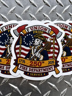 PVC Stickers - USAs 250th Fire Department Patch