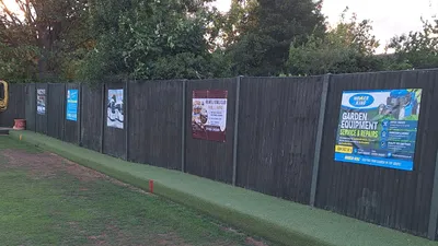 Custom Vinyl Banners - Bowls club advertising banners along one side of our green