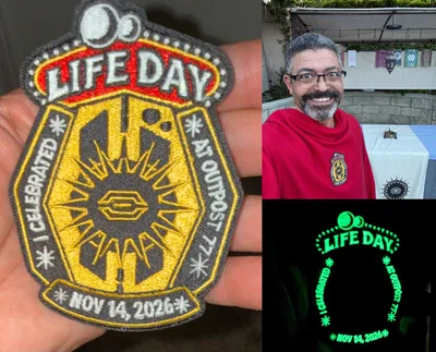 An immersive Star Wars themed event in which had a vendor table celebrating the fictional holiday known as Life Day We attached our glow in the dark patches to our traditional Life Day red robes and fantastic silly fun ensues