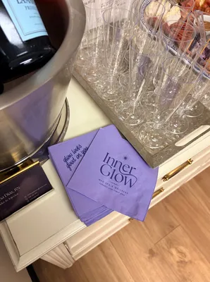 Custom Paper Beverage Napkin - Grand opening party for Inner Glow MedSpa
