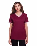 Devon & Jones Ladies' CrownLux Performance Plaited Tipped V-Neck Burgundy