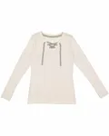 Ladies' Long Sleeve Fine Jersey Lace-Up T-Shirt NTRL HTHR