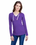 Ladies' Long Sleeve Fine Jersey Lace-Up T-Shirt VINT PURPLE