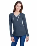 Ladies' Long Sleeve Fine Jersey Lace-Up T-Shirt VINTAGE NVY