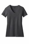 District Women's Perfect Blend CVC V-Neck Tee. DM1190L Heathered Charcoal