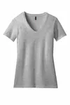 District Women's Perfect Blend CVC V-Neck Tee. DM1190L Light Heather Grey