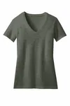 District Women's Perfect Blend CVC V-Neck Tee. DM1190L Heathered Olive