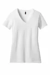 District Women's Perfect Blend CVC V-Neck Tee. DM1190L WHITE