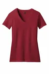 District Women's Perfect Blend CVC V-Neck Tee. DM1190L RED FLECK