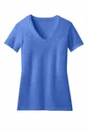 District Women's Perfect Blend CVC V-Neck Tee. DM1190L Heathered Royal