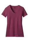 District Women's Perfect Blend CVC V-Neck Tee. DM1190L Raspberry Fleck
