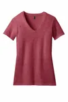 District Women's Perfect Blend CVC V-Neck Tee. DM1190L Heathered Red