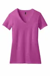 District Women's Perfect Blend CVC V-Neck Tee. DM1190L Heathered Pink Raspberry