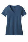 District Women's Perfect Blend CVC V-Neck Tee. DM1190L Deep Royal Fleck