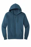 District Perfect Weight Fleece Full-Zip Hoodie DT1103 Heathered Poseidon Blue