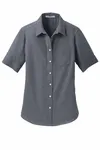 Port Authority Women's Short Sleeve SuperPro Oxford Shirt. L659 BLACK