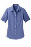 Port Authority Women's Short Sleeve SuperPro Oxford Shirt. L659 Navy