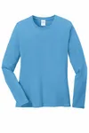 Port & Company Women's Long Sleeve Core Cotton Tee. LPC54LS Aquatic Blue