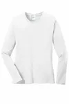 Port & Company Women's Long Sleeve Core Cotton Tee. LPC54LS WHITE