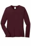 Port & Company Women's Long Sleeve Core Cotton Tee. LPC54LS Athletic Maroon
