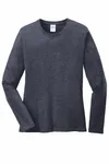 Port & Company Women's Long Sleeve Core Cotton Tee. LPC54LS Heather Navy