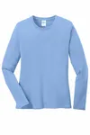Port & Company Women's Long Sleeve Core Cotton Tee. LPC54LS Light Blue