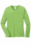 Port & Company Women's Long Sleeve Core Cotton Tee. LPC54LS Lime