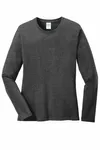 Port & Company Women's Long Sleeve Core Cotton Tee. LPC54LS Dark Heather Grey