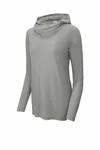 Sport-Tek Women's PosiCharge Tri-Blend Wicking Long Sleeve Hoodie LST406 Light Grey Heather