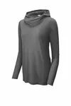 Sport-Tek Women's PosiCharge Tri-Blend Wicking Long Sleeve Hoodie LST406 Dark Grey Heather