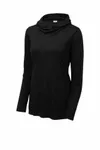 Sport-Tek Women's PosiCharge Tri-Blend Wicking Long Sleeve Hoodie LST406 Black Triad Solid