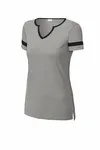 Sport-Tek Women's Halftime Notch Neck Tee LST6041 Vintage Heather/ Black