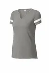 Sport-Tek Women's Halftime Notch Neck Tee LST6041 Vintage Heather/ White
