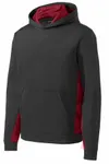 Sport-Tek Youth Sport-Wick CamoHex Fleece Colorblock Hooded Pullover. YST239 Black/ Deep Red