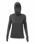 Women's Breeze Tech Hooded Long Sleeve T-Shirt Charcoal Heathered