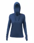 Women's Breeze Tech Hooded Long Sleeve T-Shirt Navy Heathered