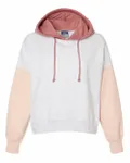 Women's Sueded Fleece Colorblocked Crop Hooded Sweatshirt Cameo Pink
