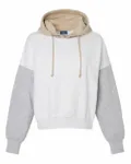 Women's Sueded Fleece Colorblocked Crop Hooded Sweatshirt Heather