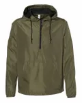 Lightweight Quarter-Zip Windbreaker Pullover Jacket Army/ Black Zipper