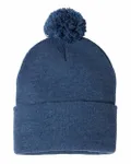 12" Pom-Pom Cuffed Beanie Heather Dark Royal