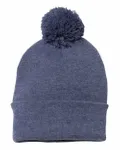12" Pom-Pom Cuffed Beanie Heather Navy