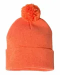12" Pom-Pom Cuffed Beanie Heather Orange