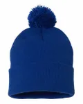 12" Pom-Pom Cuffed Beanie ROYAL BLUE
