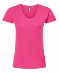 Women's Fine Jersey V-Neck T-Shirt Fuchsia