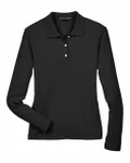 Devon & Jones Ladies' Pima Piqu Long-Sleeve Polo BLACK