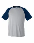 Team 365 Unisex Zone Colorblock Raglan T-Shirt Athletic Heather/ Sport Dark Navy