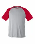Team 365 Unisex Zone Colorblock Raglan T-Shirt Athletic Heather/ Sport Red