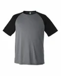 Team 365 Unisex Zone Colorblock Raglan T-Shirt Dark Grey Heather/ Black