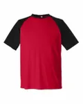 Team 365 Unisex Zone Colorblock Raglan T-Shirt Sport Red/ Black Heather