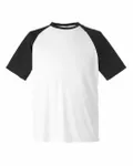 Team 365 Unisex Zone Colorblock Raglan T-Shirt White/ Black Heather